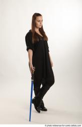 Woman Adult Average White Fighting with sword Standing poses Coat